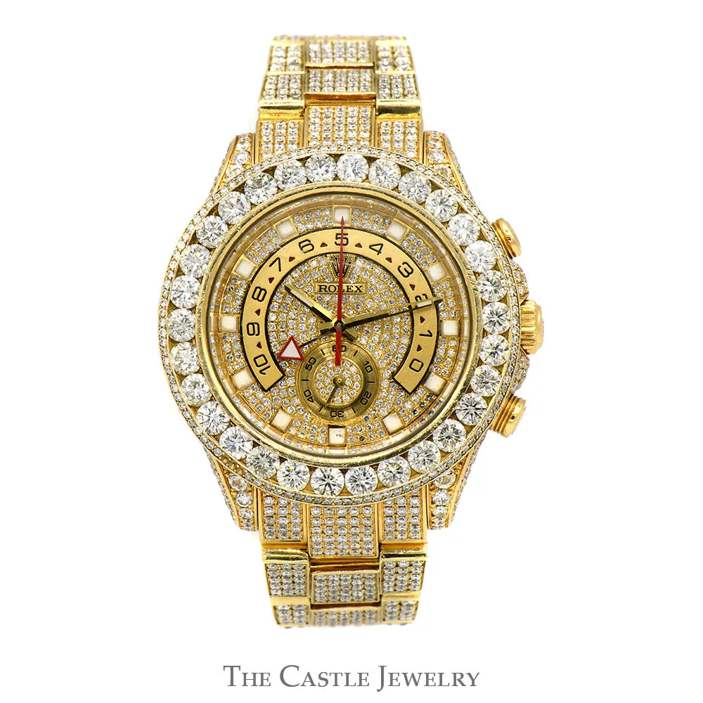 18K Yellow Gold Rolex Yacht-Master II 116688 with Custom Diamond Bezel, Dial, Band & Case