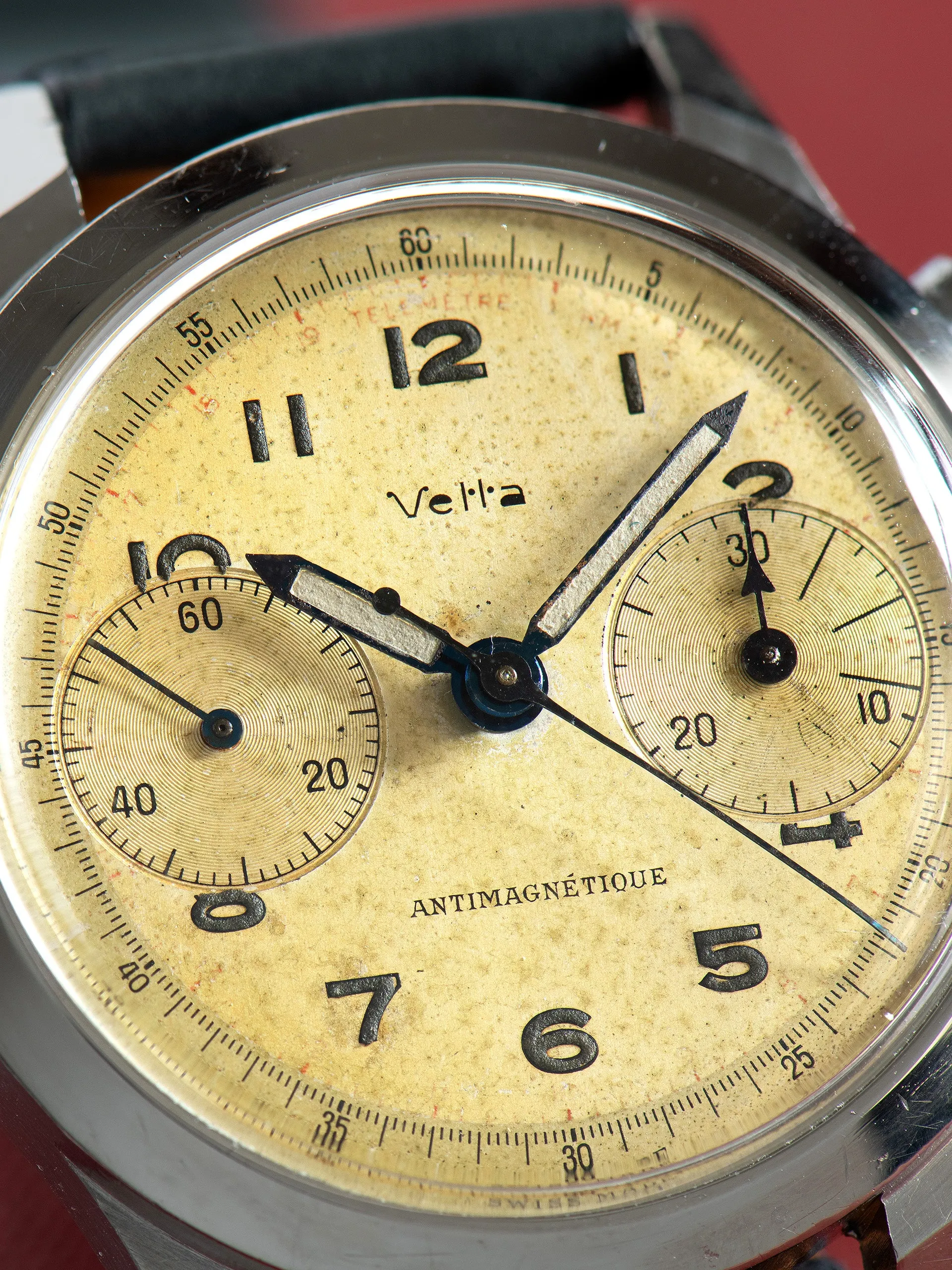 1940s Vetta Chronograph "Spillmann Case" W/ Reverse Pushers
