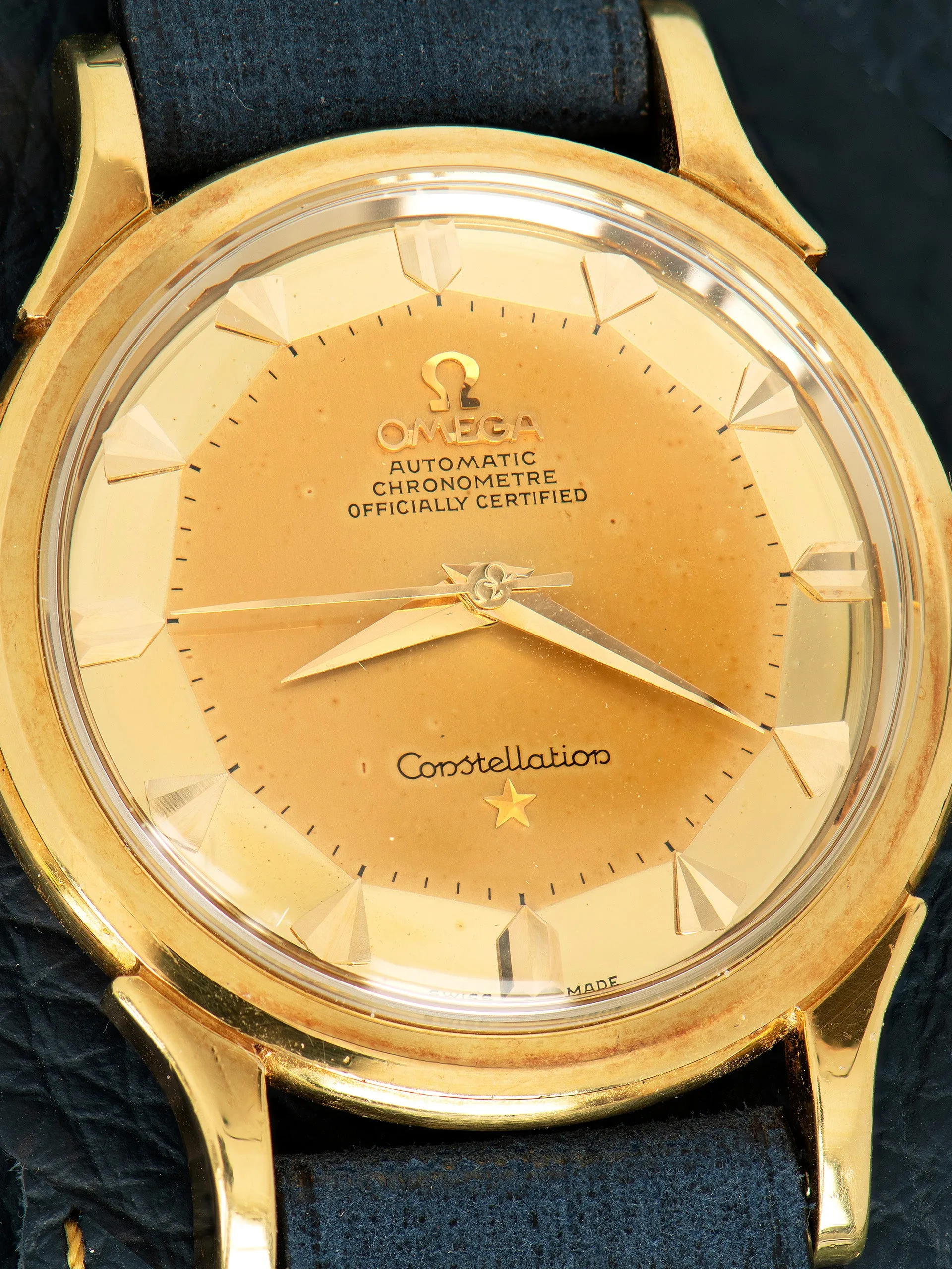 1954 Omega Constellation 18K YG (Ref. 2799 SC) Mirrored-Gold "Pie-Pan" Dial