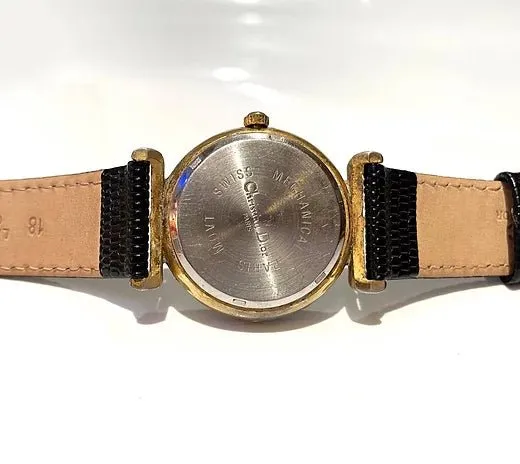 1980S CHRISTIAN DIOR BLUE STONE ROUND DIAL QUARTZ WATCH