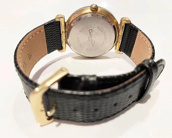 1980S CHRISTIAN DIOR BLUE STONE ROUND DIAL QUARTZ WATCH