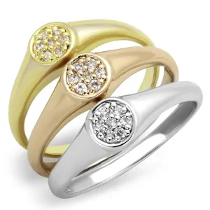 3W862 - Rhodium   Gold   Rose Gold Brass Ring with AAA Grade CZ  in Clear