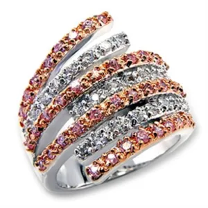 60207 - Rose Gold   Rhodium Brass Ring with AAA Grade CZ  in Rose