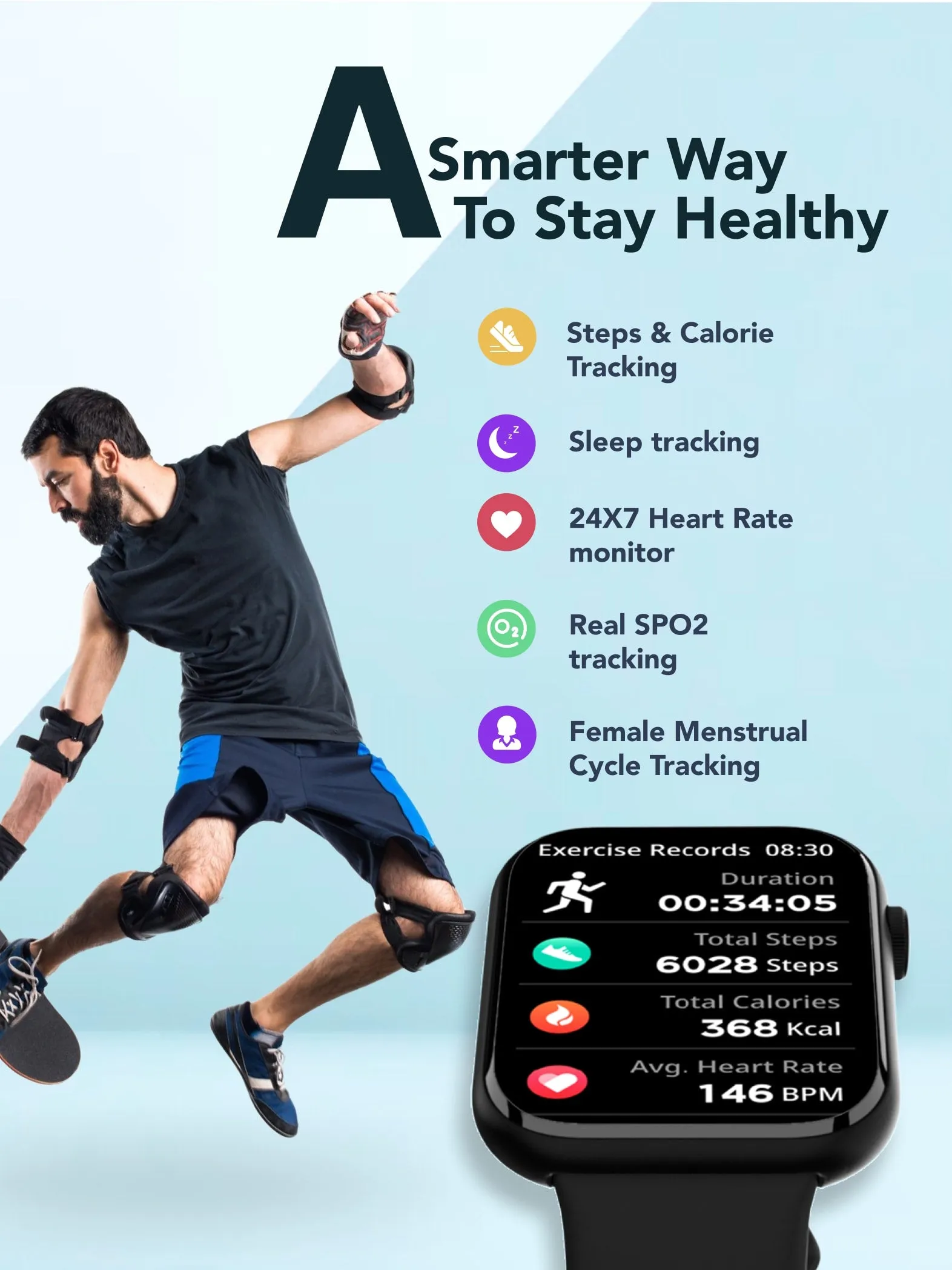 Active T 2.01” HD Display, Single Chip BT Calling, Rotating Crown, 200 WatchFace (Black Strap, Free Size)