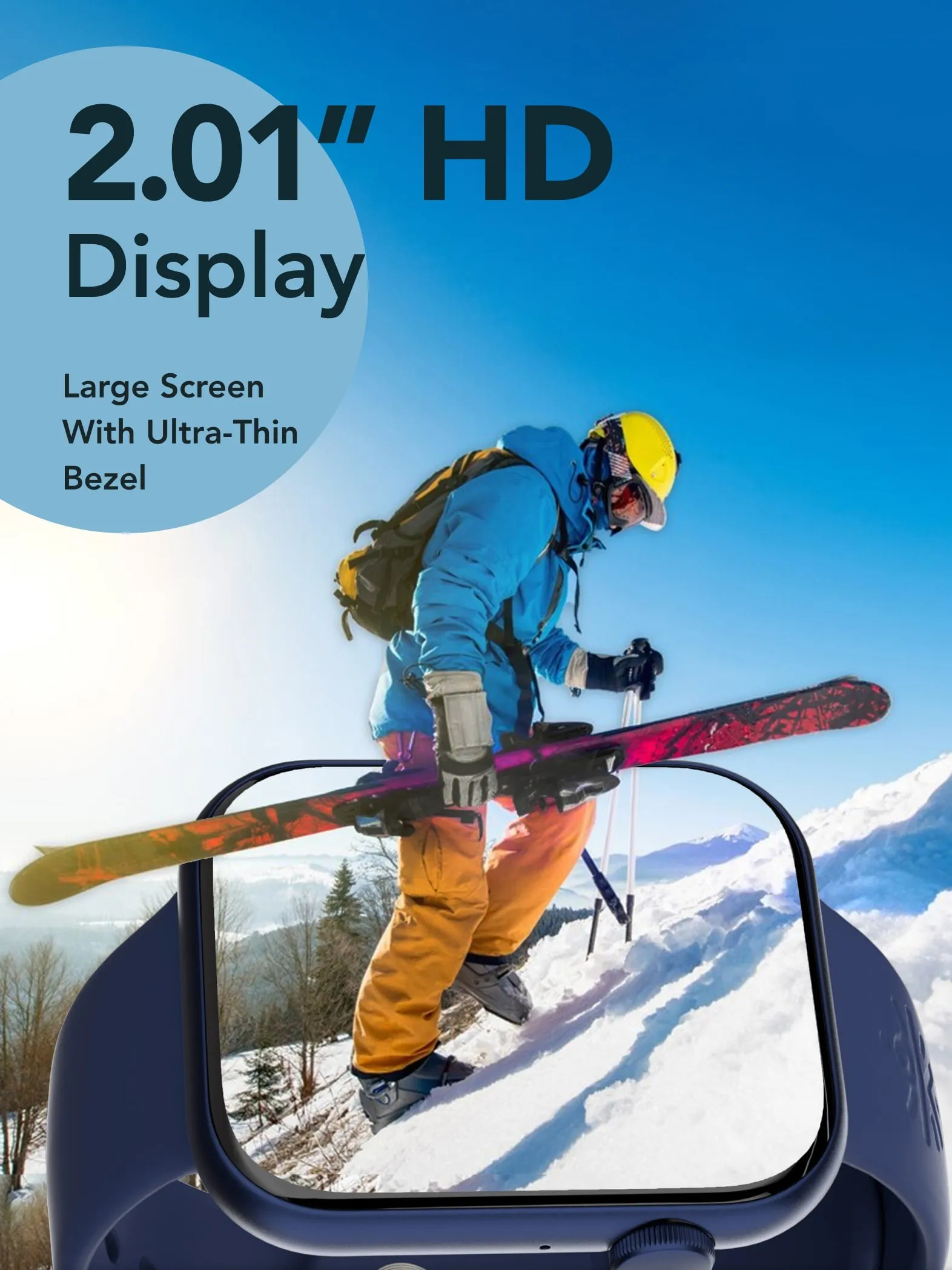 Active T 2.01” HD Display, Single Chip BT Calling, Rotating Crown, 200 WatchFace (Blue Strap, Free Size)