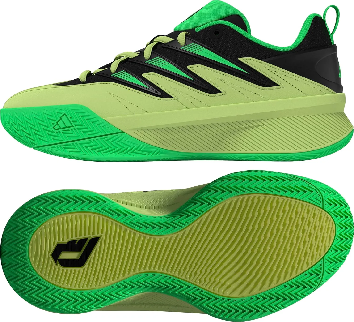 adidas Dame Certified 3 Basketball Sneaker, Pulse Lime/Black/Screaming Green, 4 US Unisex Big Kid