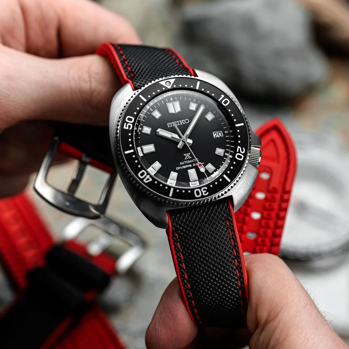 ANVIL FKM Rubber Watch Strap - Blue / White