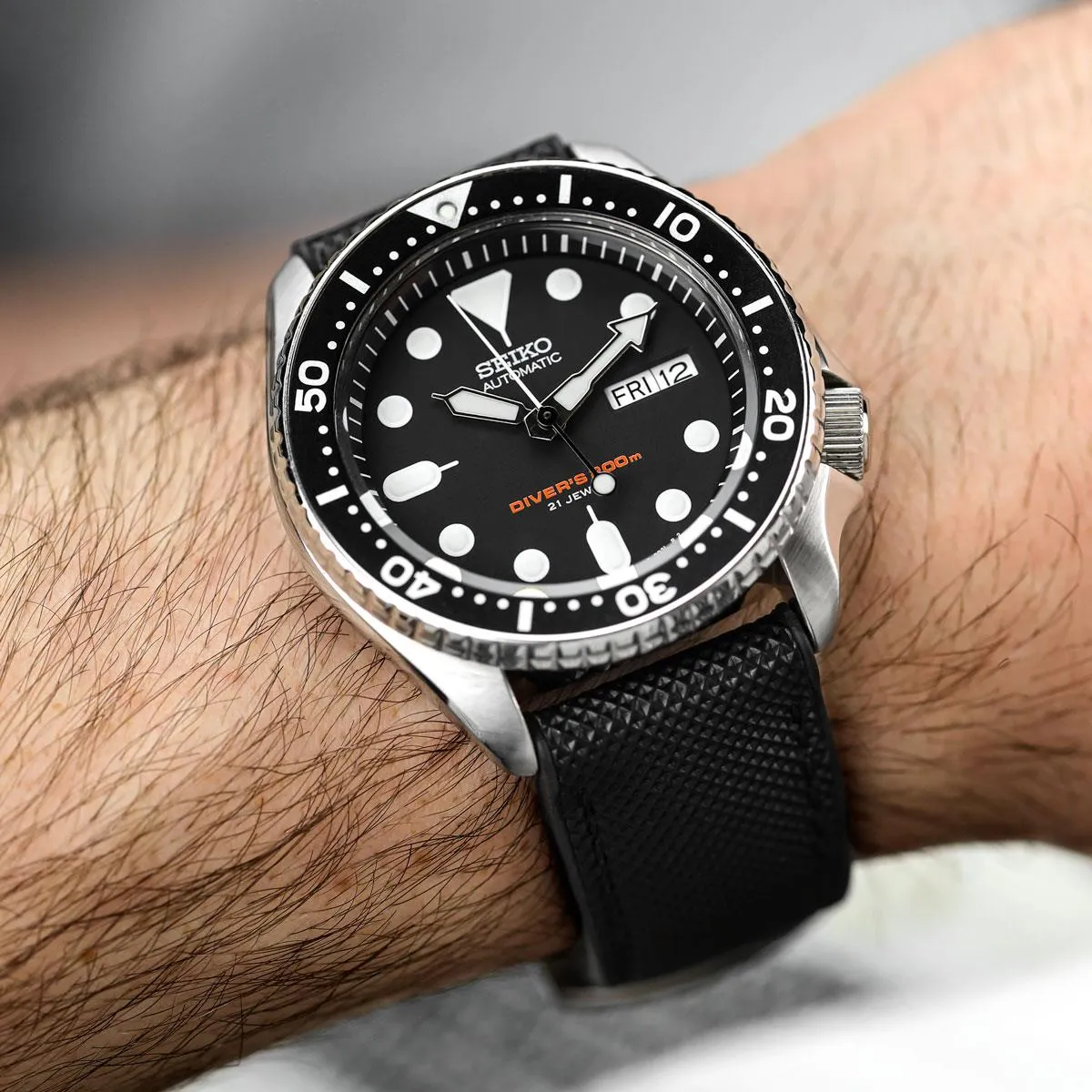 ANVIL FKM Rubber Watch Strap - Blue / White