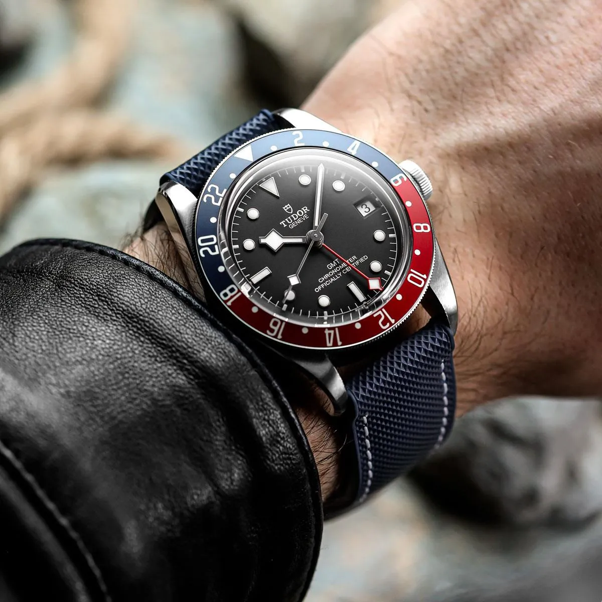 ANVIL FKM Rubber Watch Strap - Blue / White
