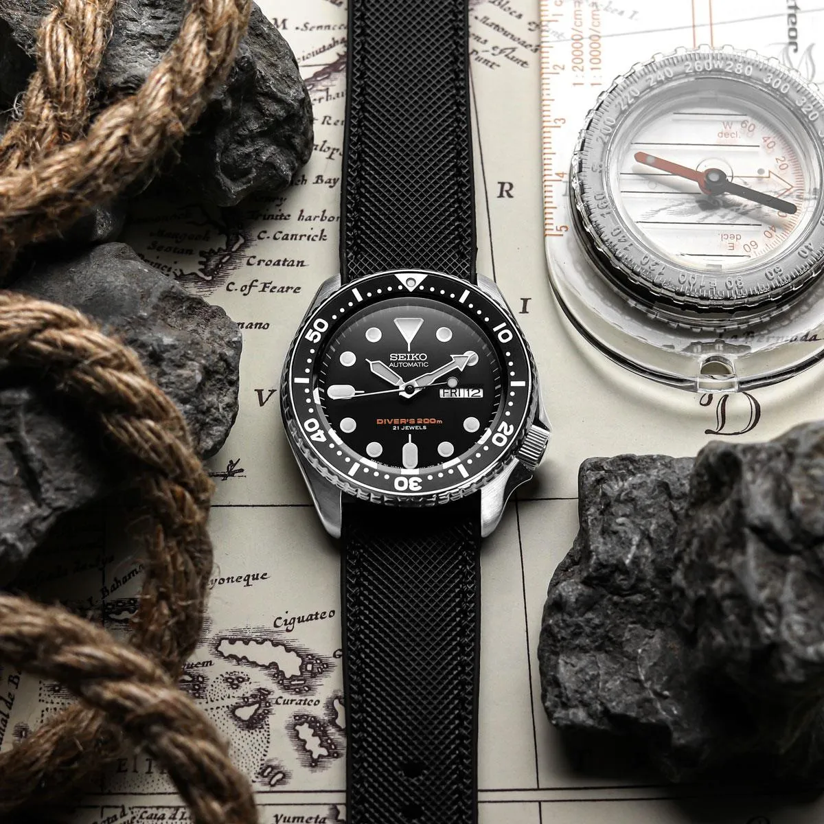 ANVIL FKM Rubber Watch Strap - Blue / White