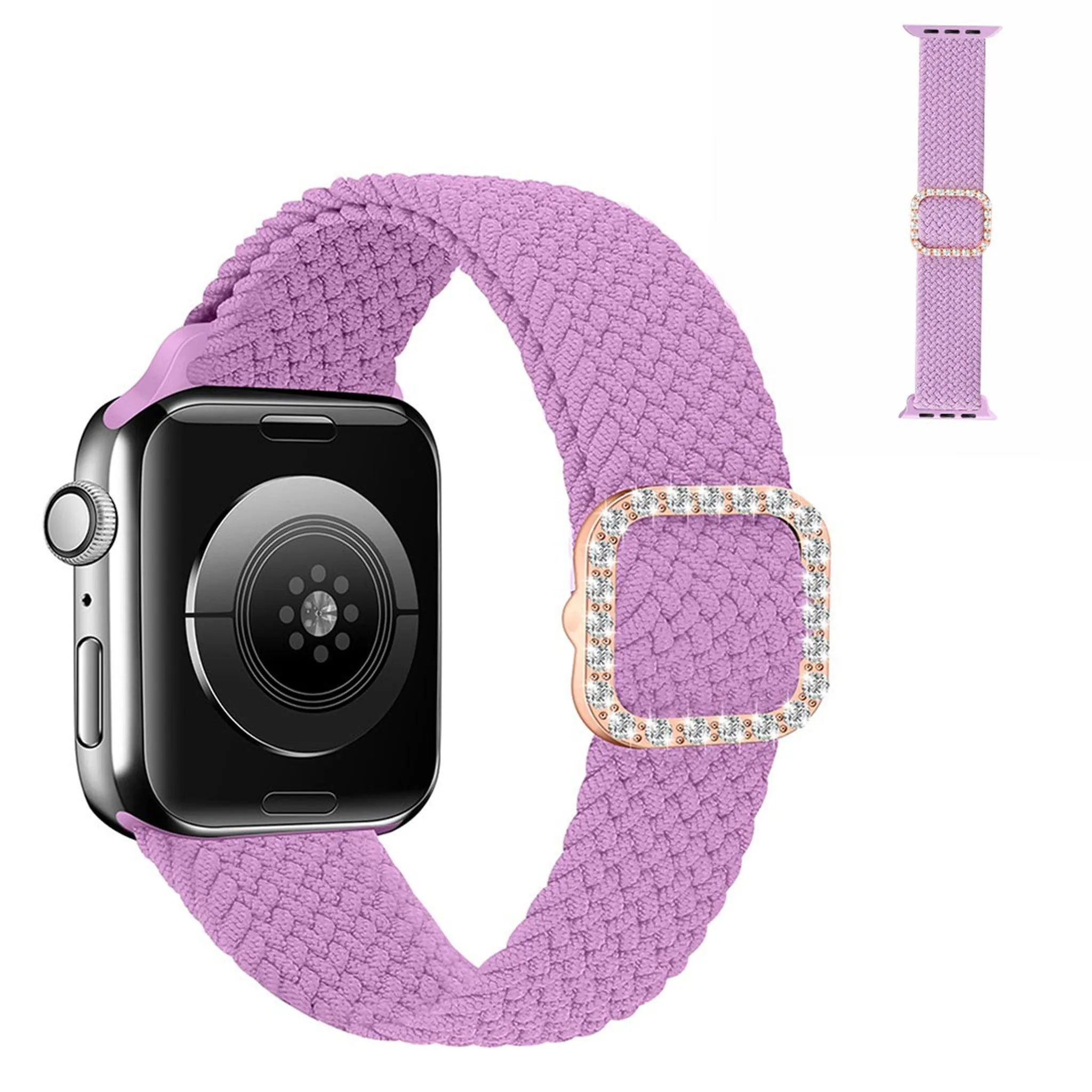 Apple Watch 40mm nylon watch strap in rhinestone buckle - Purple