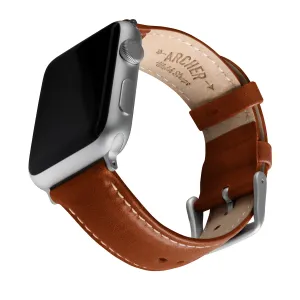 Apple Watch Leather Watch Band - Cognac/Natural/Silver Aluminum