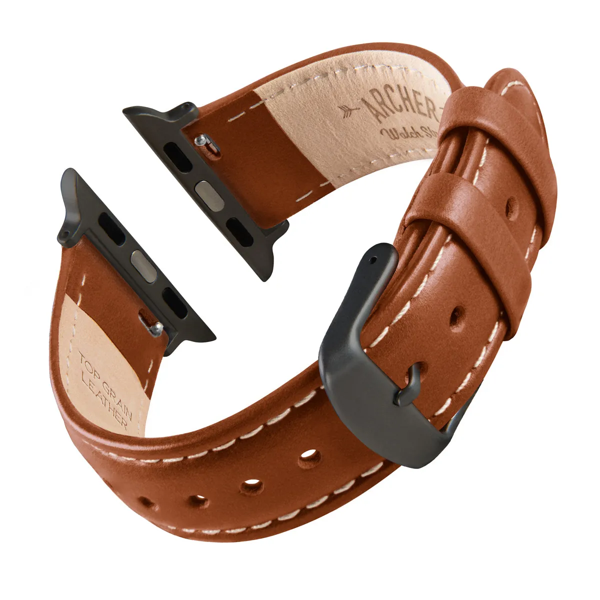 Apple Watch Leather Watch Band - Cognac/Natural/Space Gray