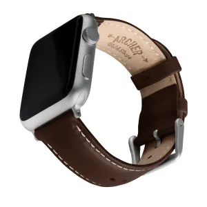 Apple Watch Leather Watch Band - Dark Chestnut/Natural/Silver Aluminum