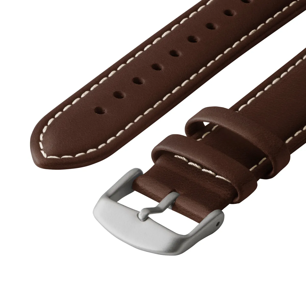 Apple Watch Leather Watch Band - Dark Chestnut/Natural/Silver Aluminum