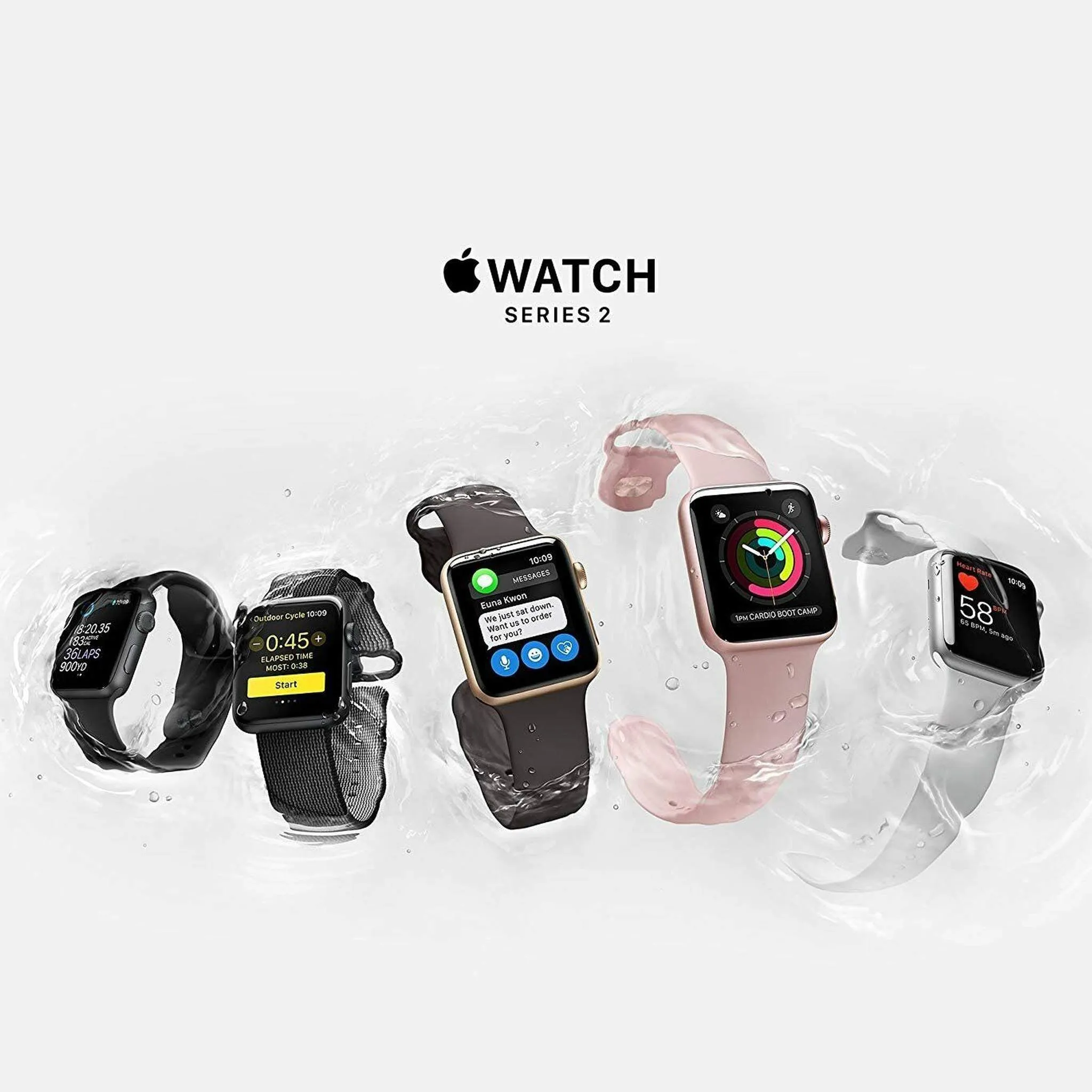 Apple Watch Series 2 38mm Smartwatch (Space Black Stainless Steel Case, Space Black Link Band) with 2 Year Extended Warranty