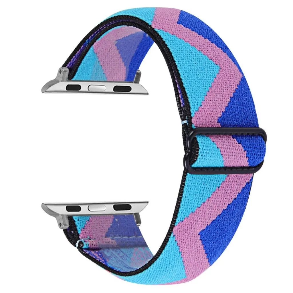 Apple Watch Series 6 / 5 40mm nylon pattern watch band - Blue / Pink / Blue Zig-zag