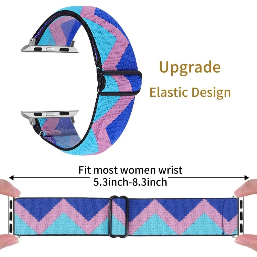 Apple Watch Series 6 / 5 40mm nylon pattern watch band - Blue / Pink / Blue Zig-zag