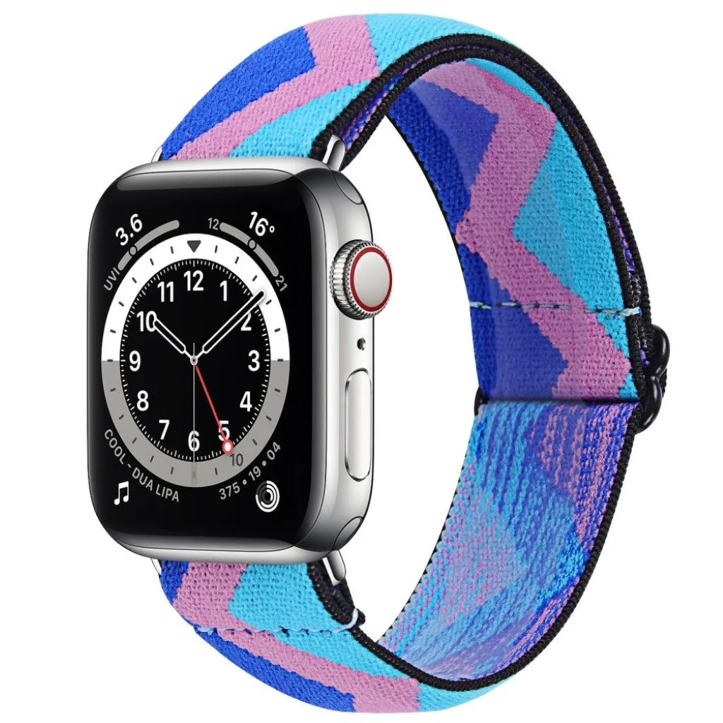 Apple Watch Series 6 / 5 40mm nylon pattern watch band - Blue / Pink / Blue Zig-zag