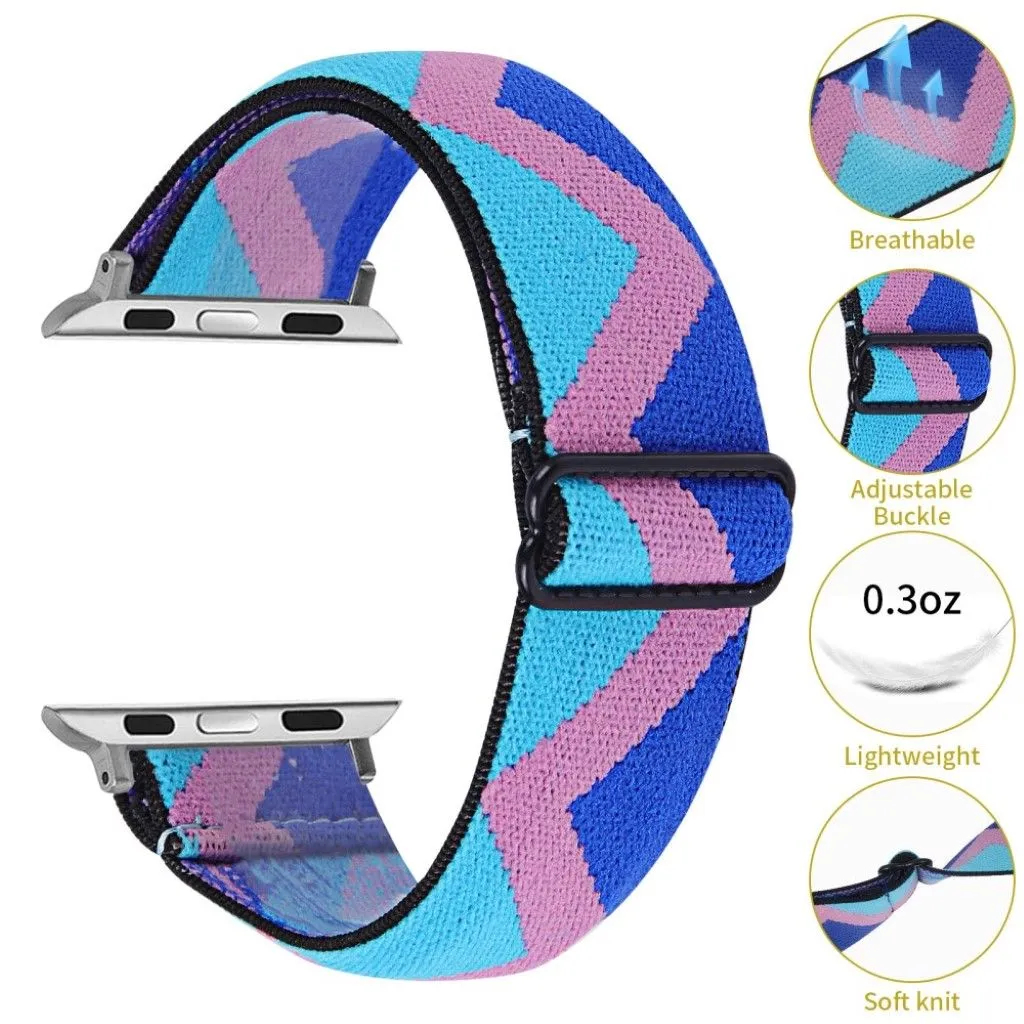 Apple Watch Series 6 / 5 40mm nylon pattern watch band - Blue / Pink / Blue Zig-zag