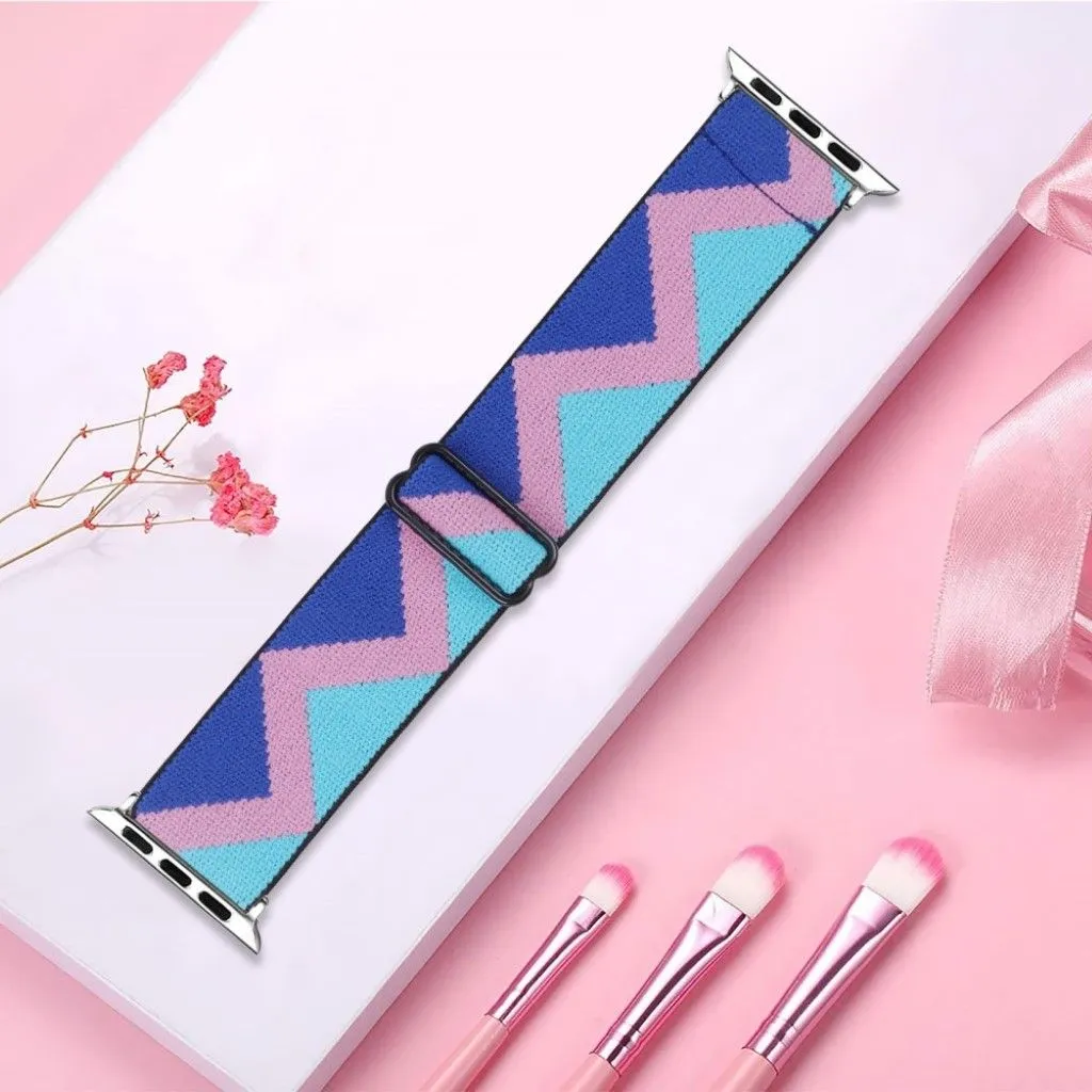 Apple Watch Series 6 / 5 40mm nylon pattern watch band - Blue / Pink / Blue Zig-zag
