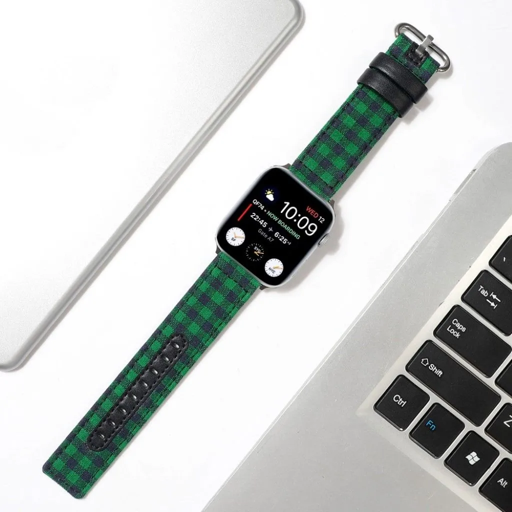Apple Watch Series 6 / 5 40mm plaid nylon watch band - Black / Green