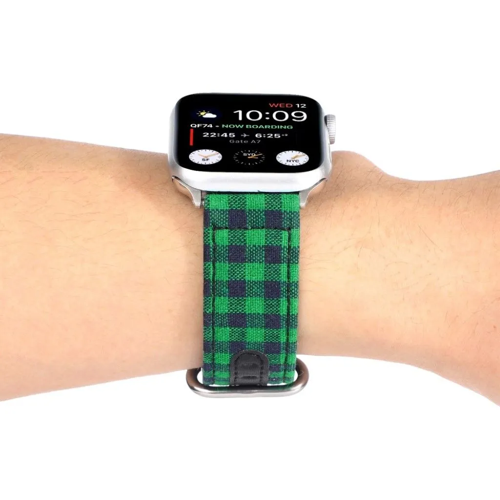 Apple Watch Series 6 / 5 40mm plaid nylon watch band - Black / Green