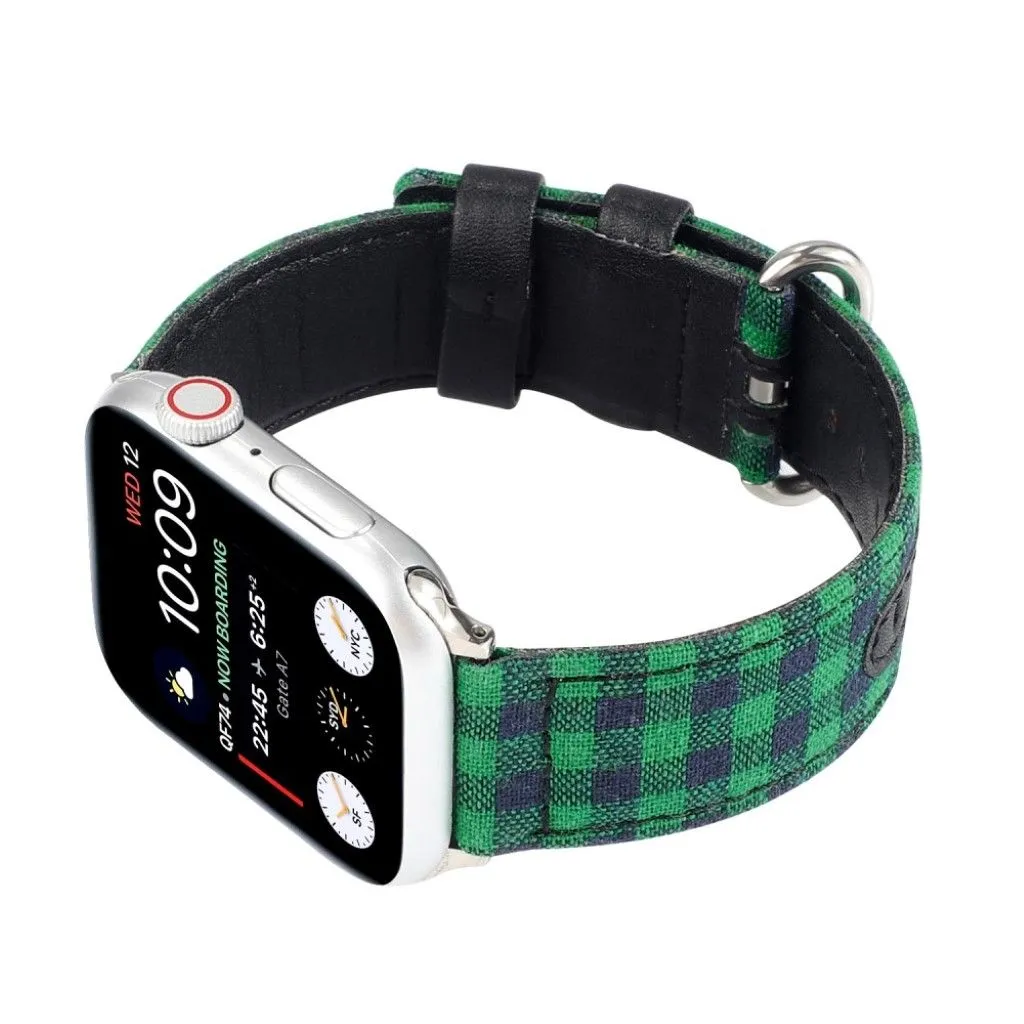 Apple Watch Series 6 / 5 40mm plaid nylon watch band - Black / Green