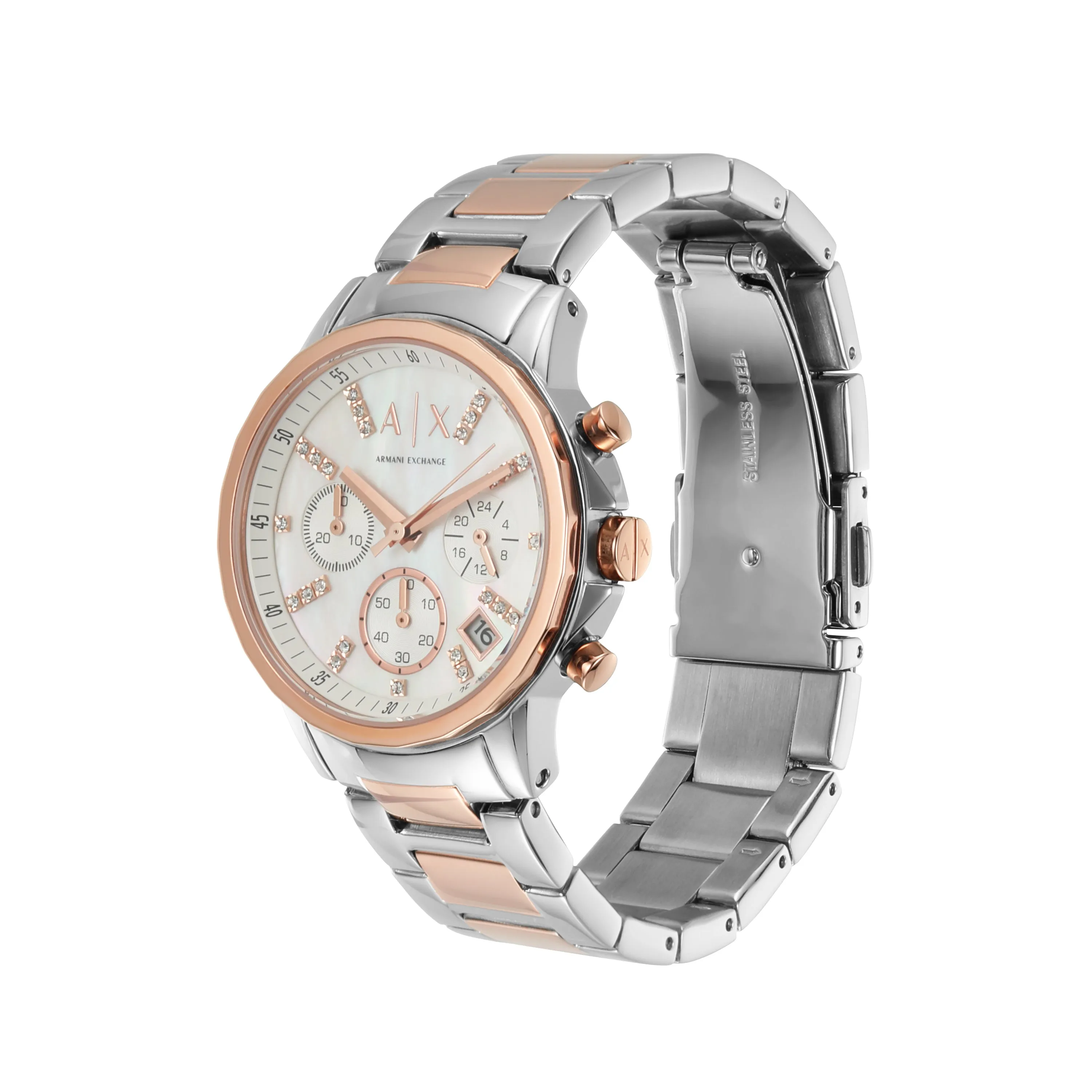 Armani Opulent Two-Tone Chronograph with Silver Dial AX4331