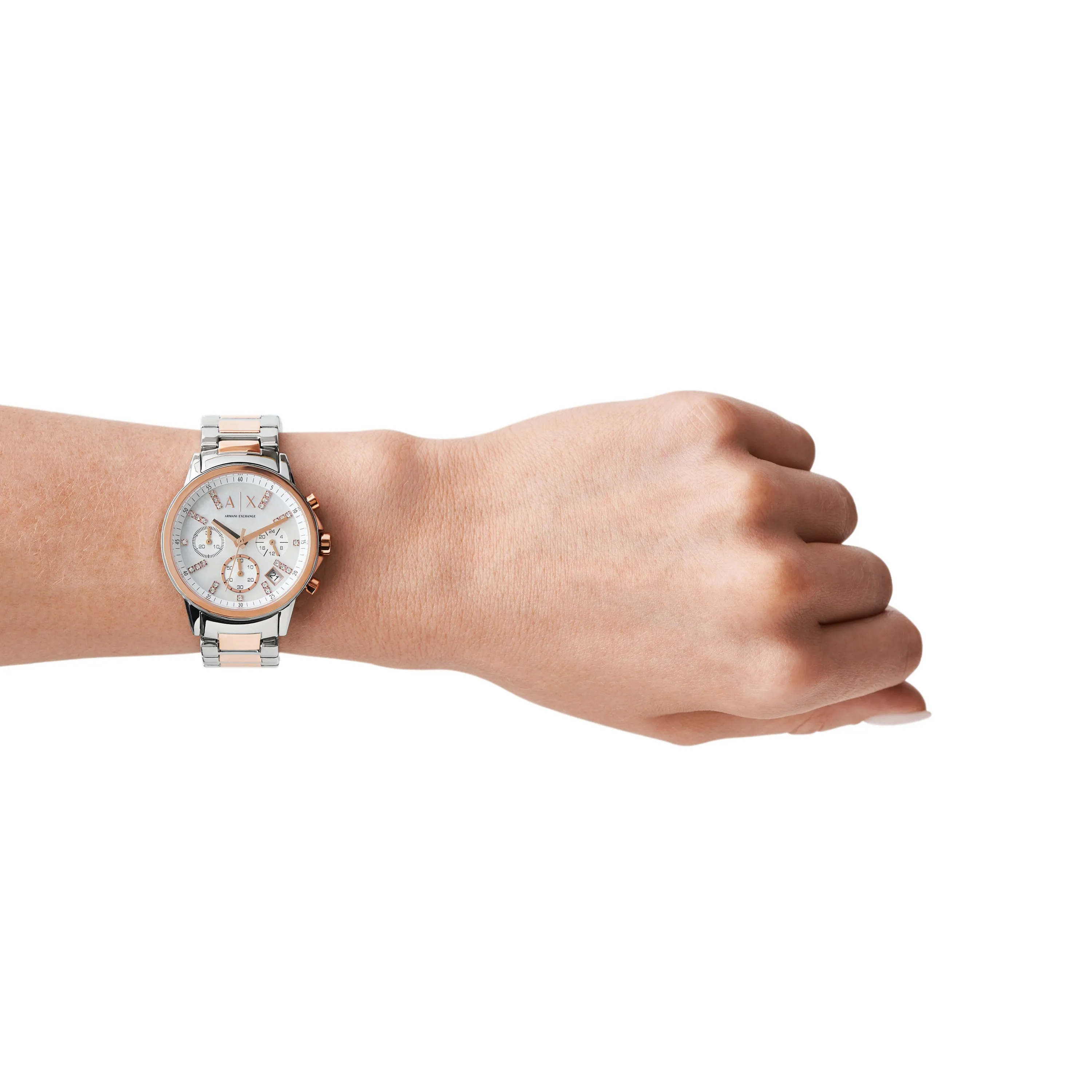 Armani Opulent Two-Tone Chronograph with Silver Dial AX4331