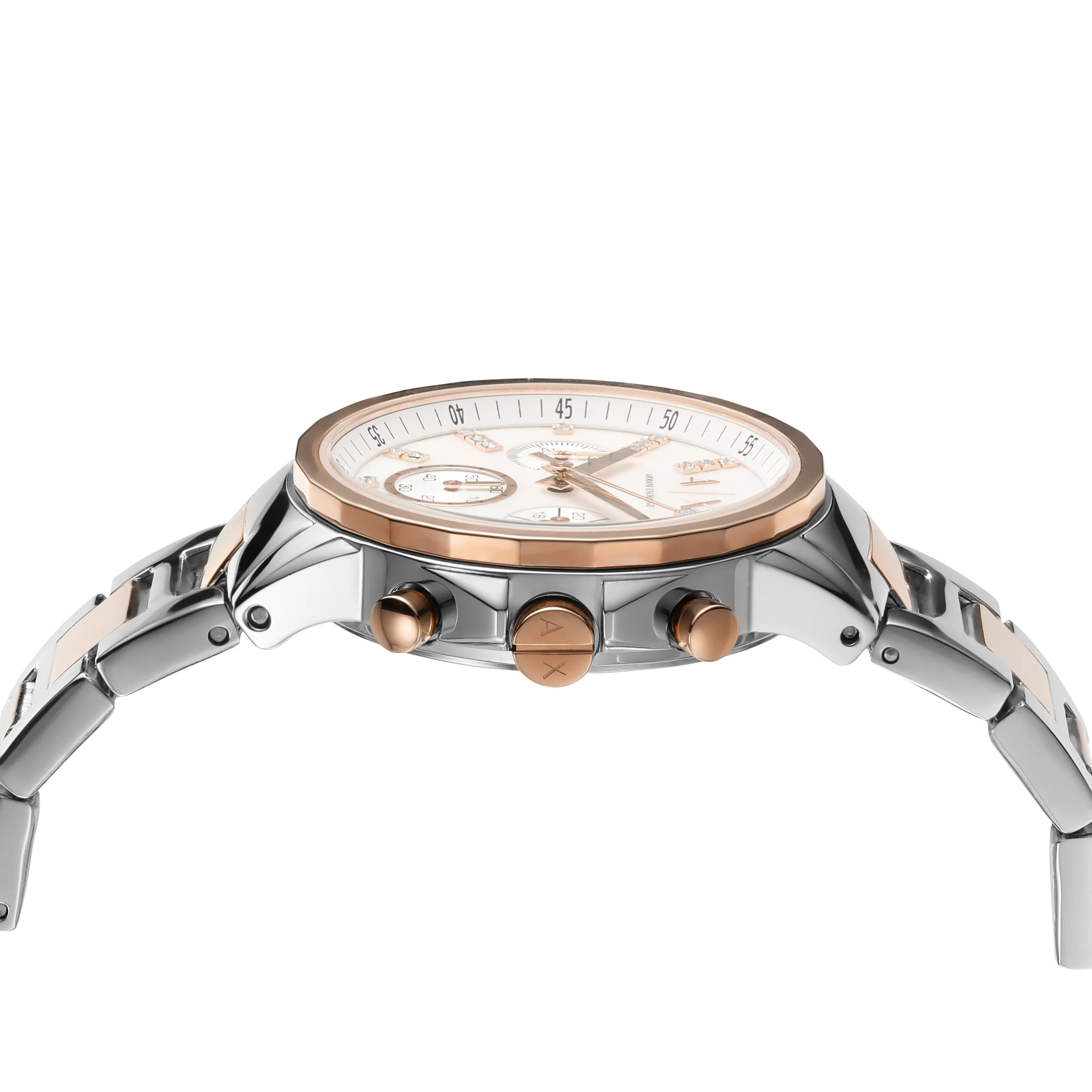 Armani Opulent Two-Tone Chronograph with Silver Dial AX4331