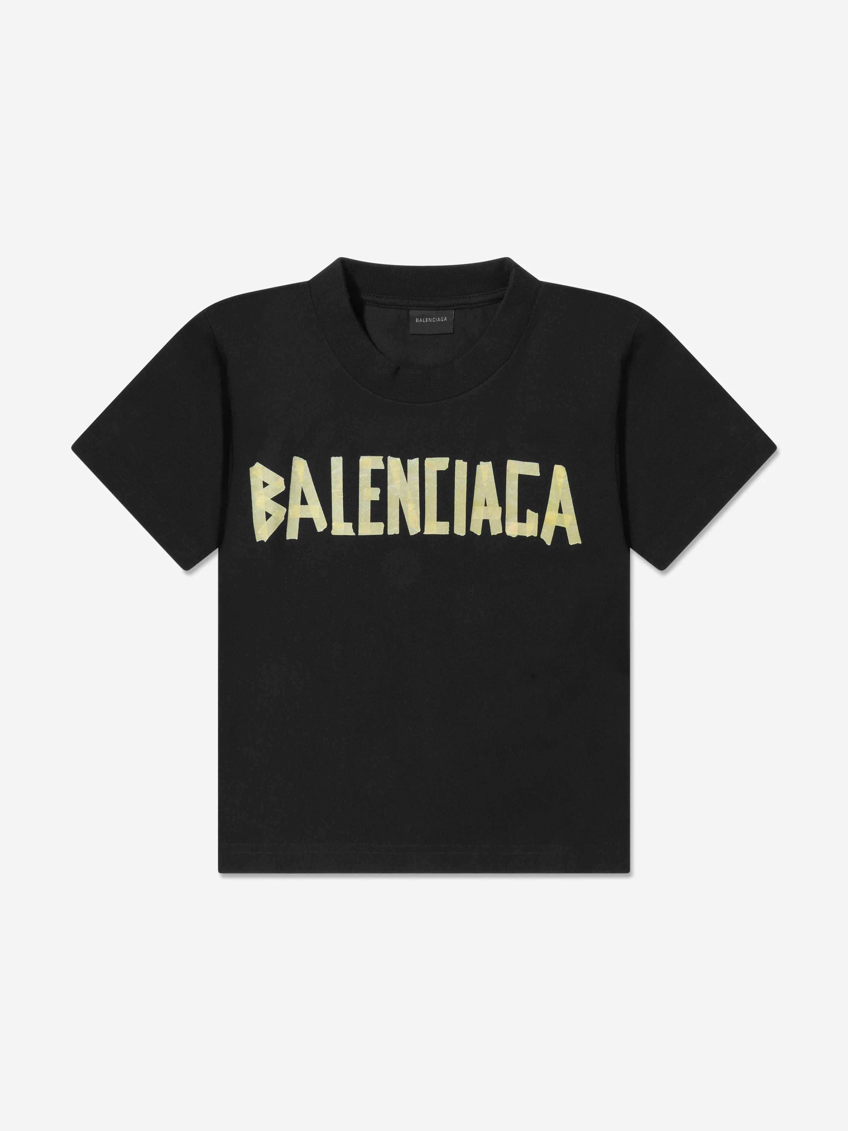 Balenciaga Kids Logo T-Shirt in Black
