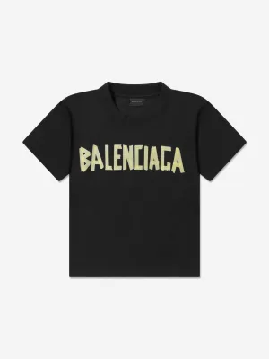 Balenciaga Kids Logo T-Shirt in Black