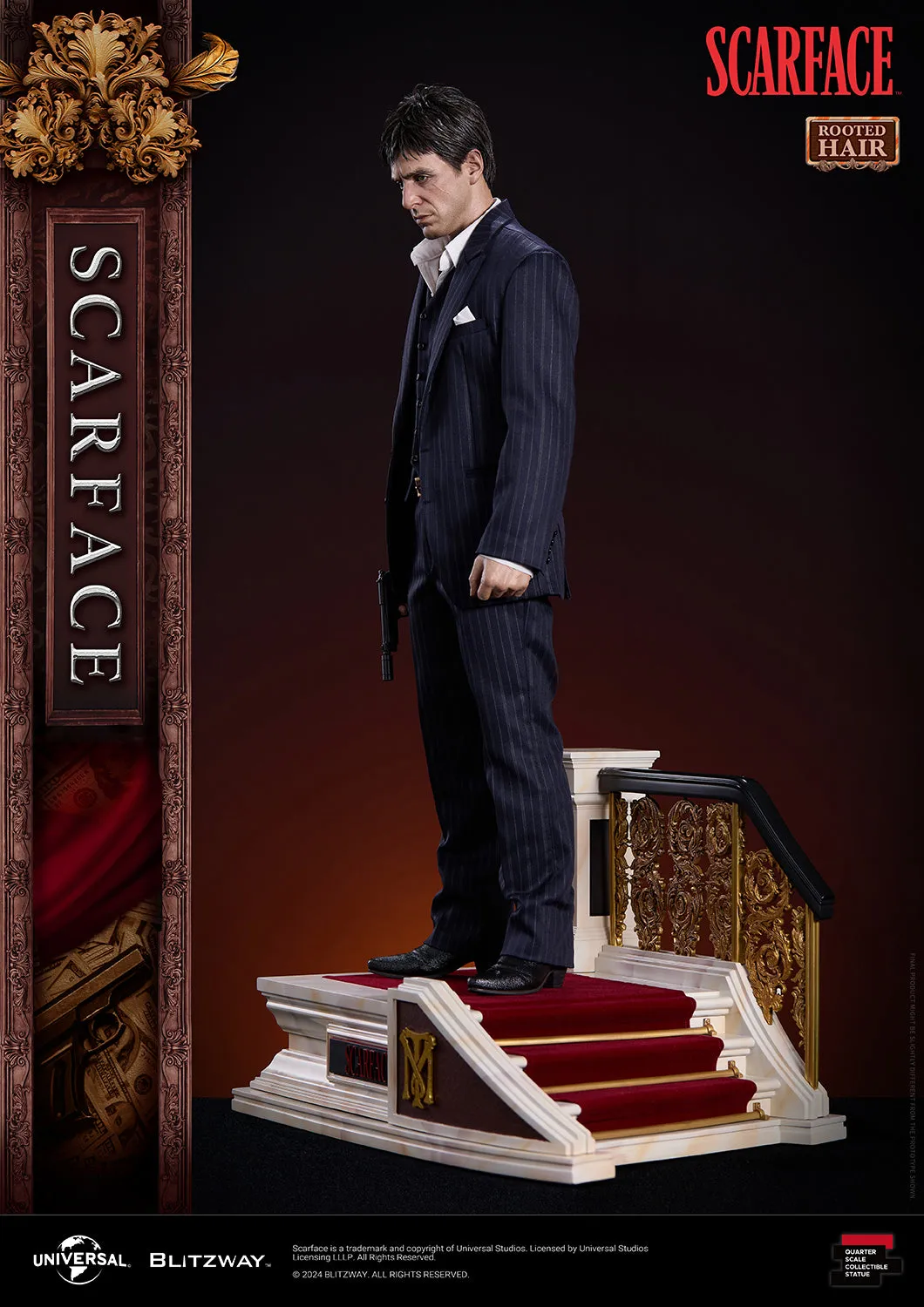 BLITZWAY 1/4 SCARFACE ROOTED HAIR VERSION 1/4 SCALE STATUE (PRE-ORDER)