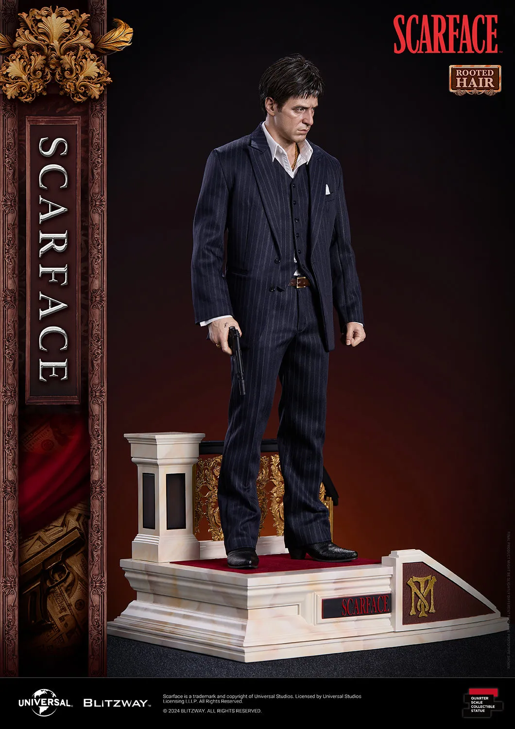 BLITZWAY 1/4 SCARFACE ROOTED HAIR VERSION 1/4 SCALE STATUE (PRE-ORDER)