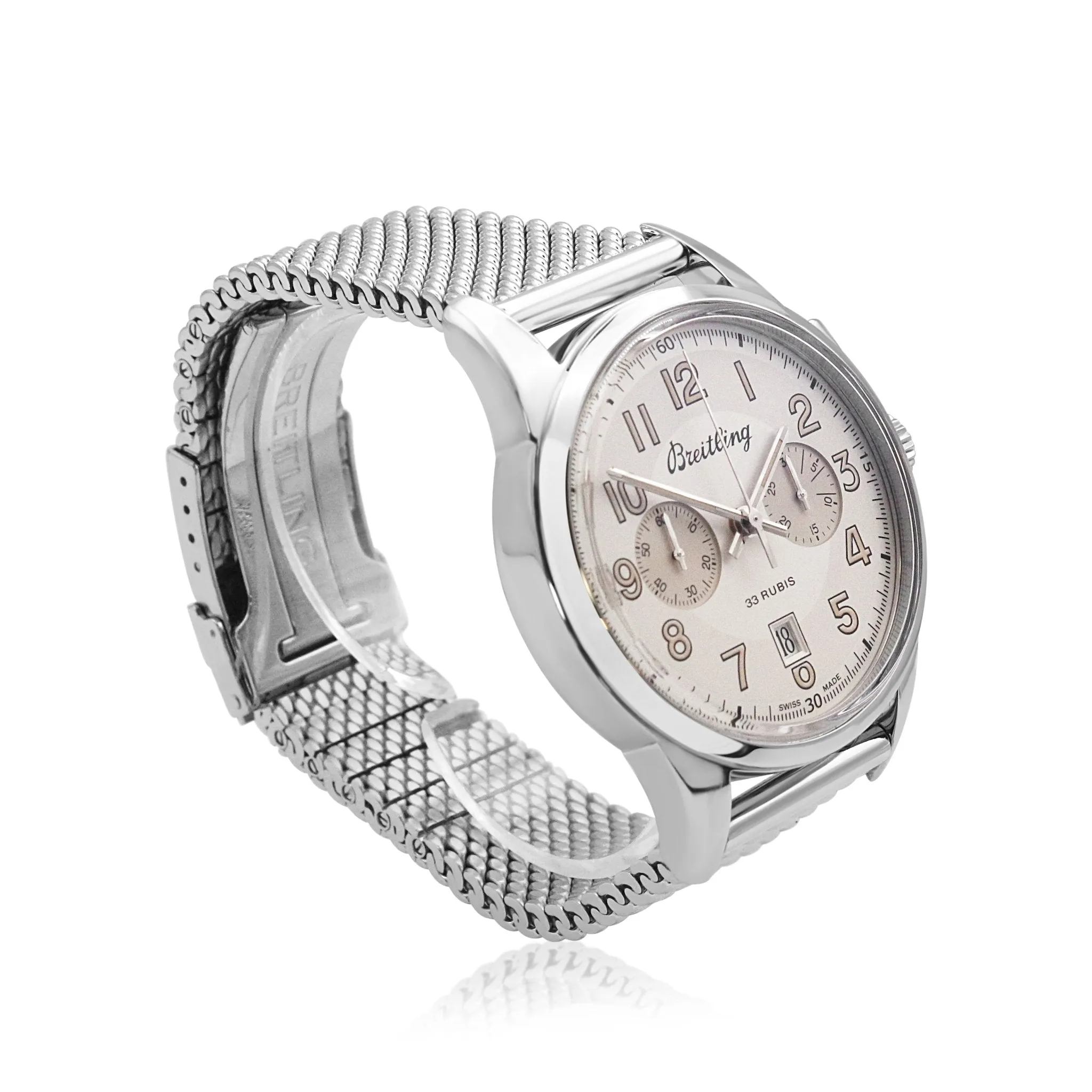 Breitling 43mm Transocean Mechanical Chronograph Steel Watch