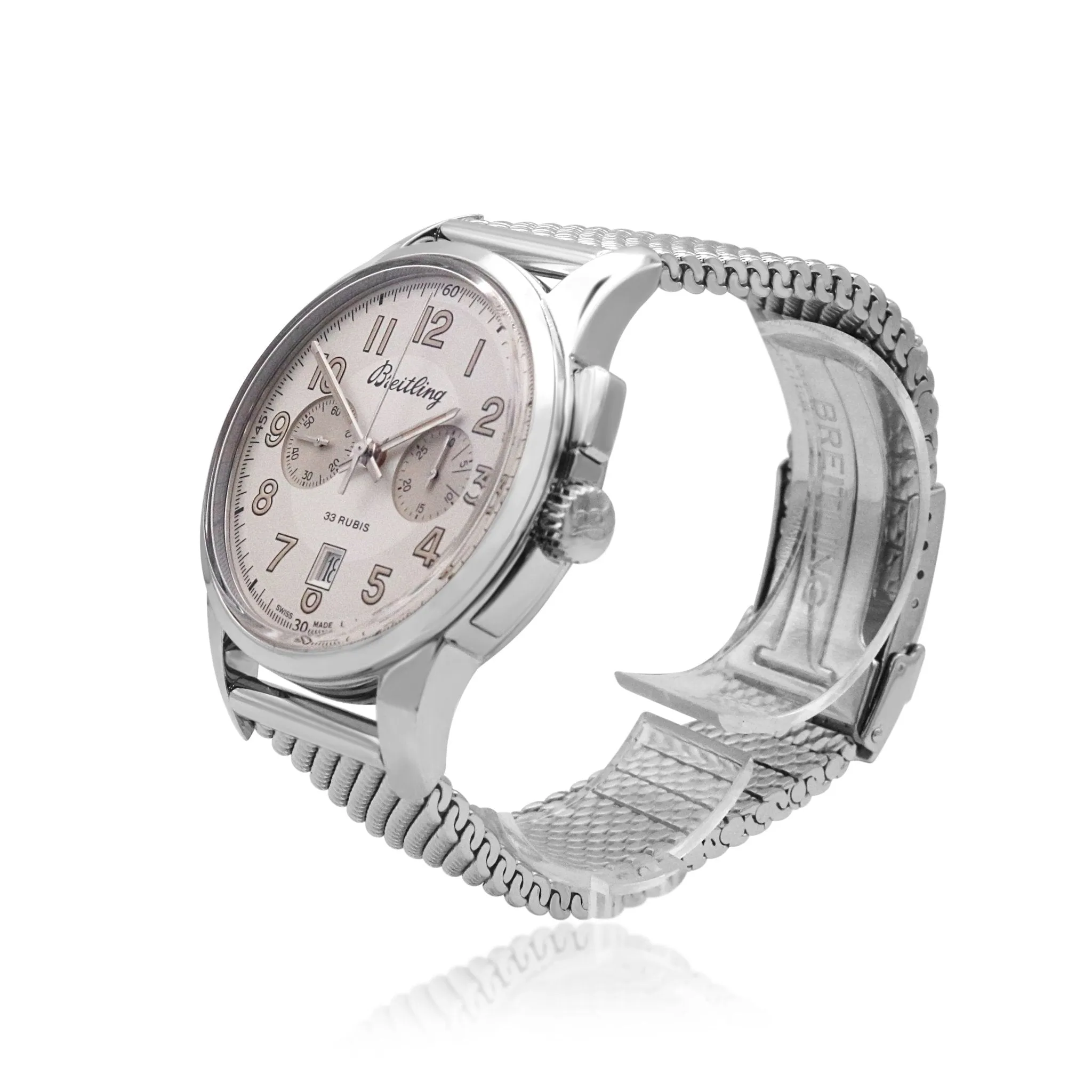Breitling 43mm Transocean Mechanical Chronograph Steel Watch