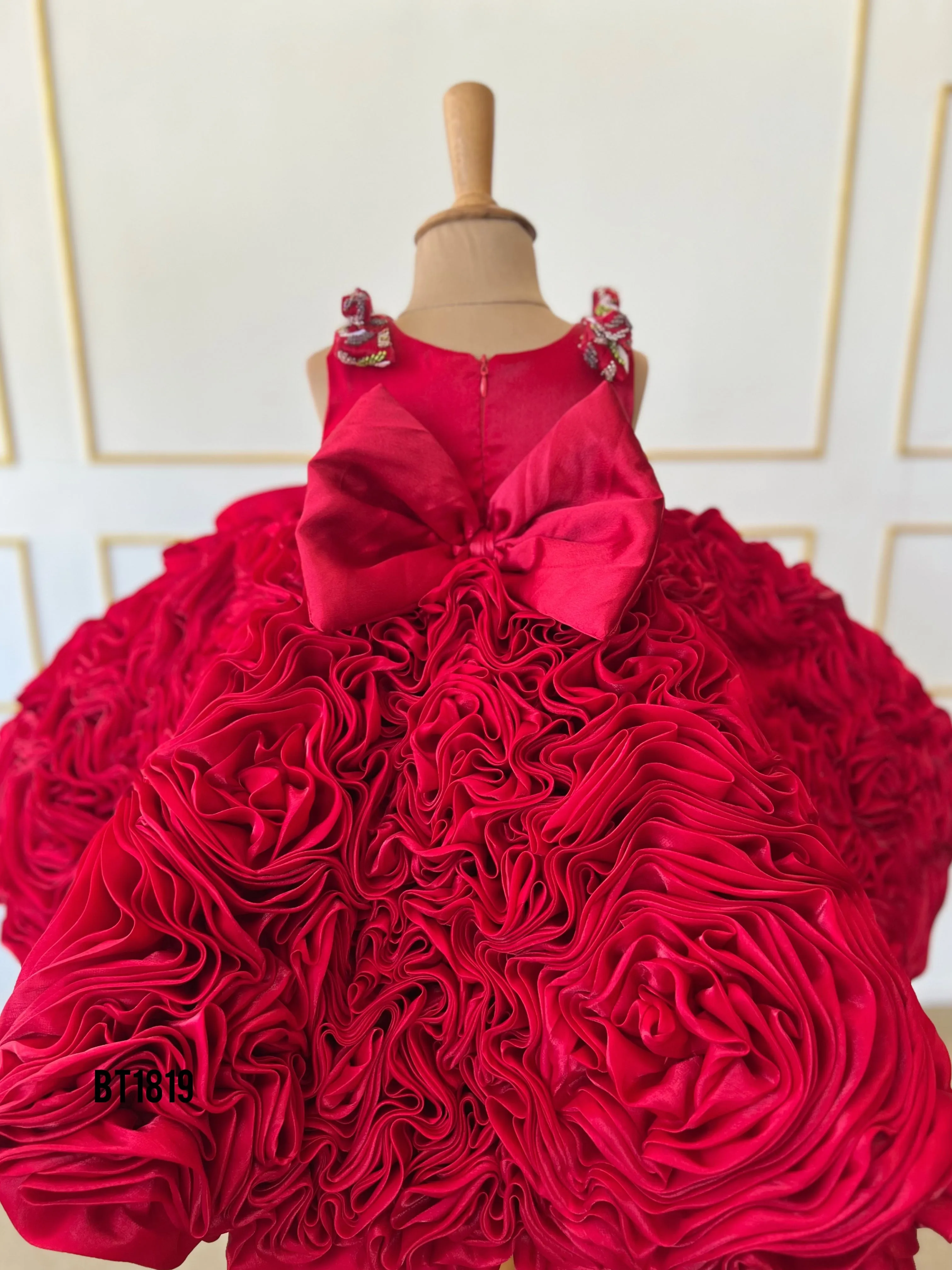 BT1819  Luxe Regal Crimson Bloom Gala Gown