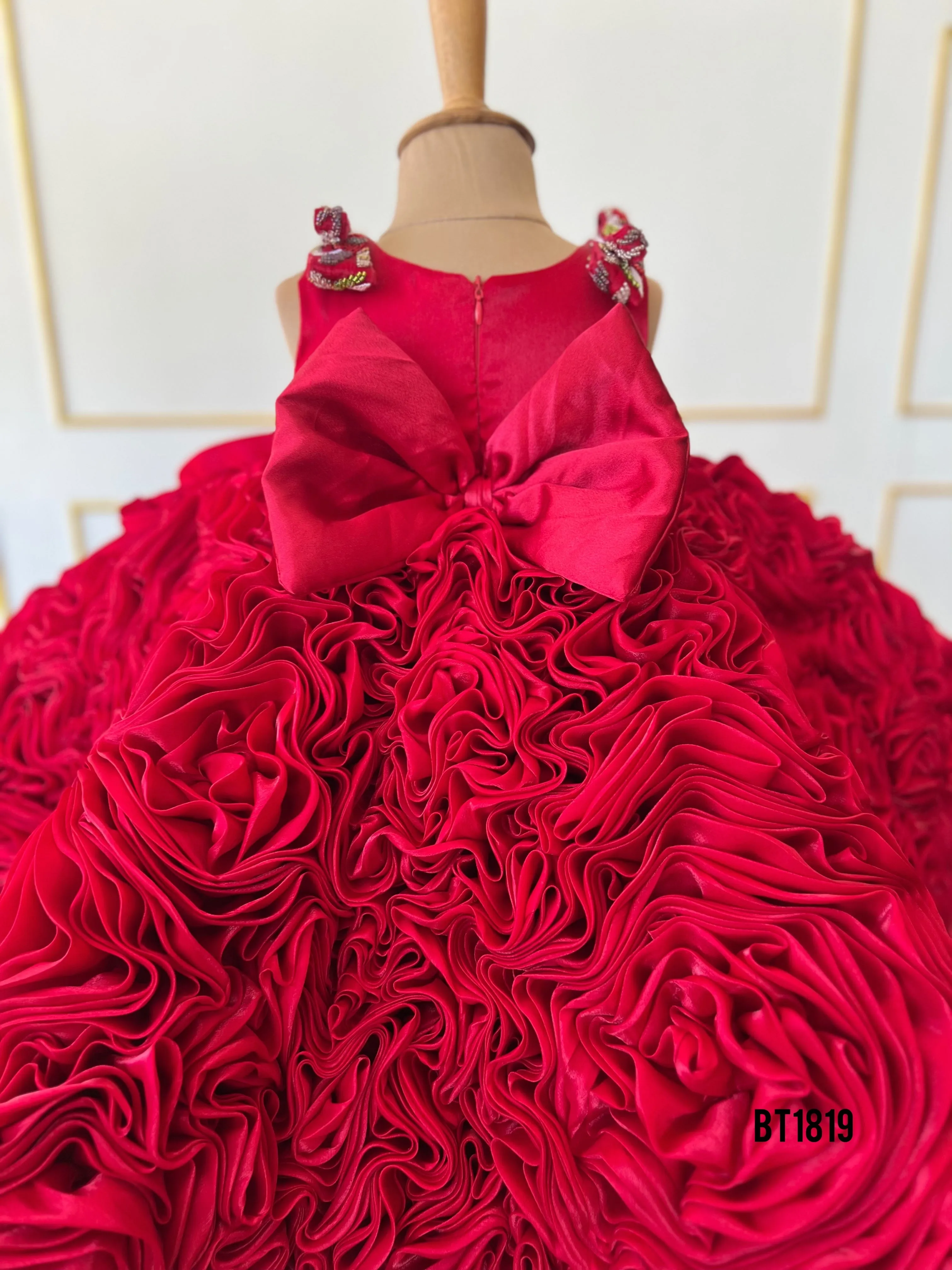 BT1819  Luxe Regal Crimson Bloom Gala Gown