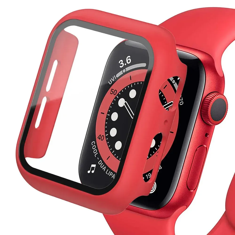 Bumper Cover Case with Tempered Glass For Apple Watch serie 9 4 5 6 SE 7 8 - 45mm 41mm 44mm 40mm 42mm