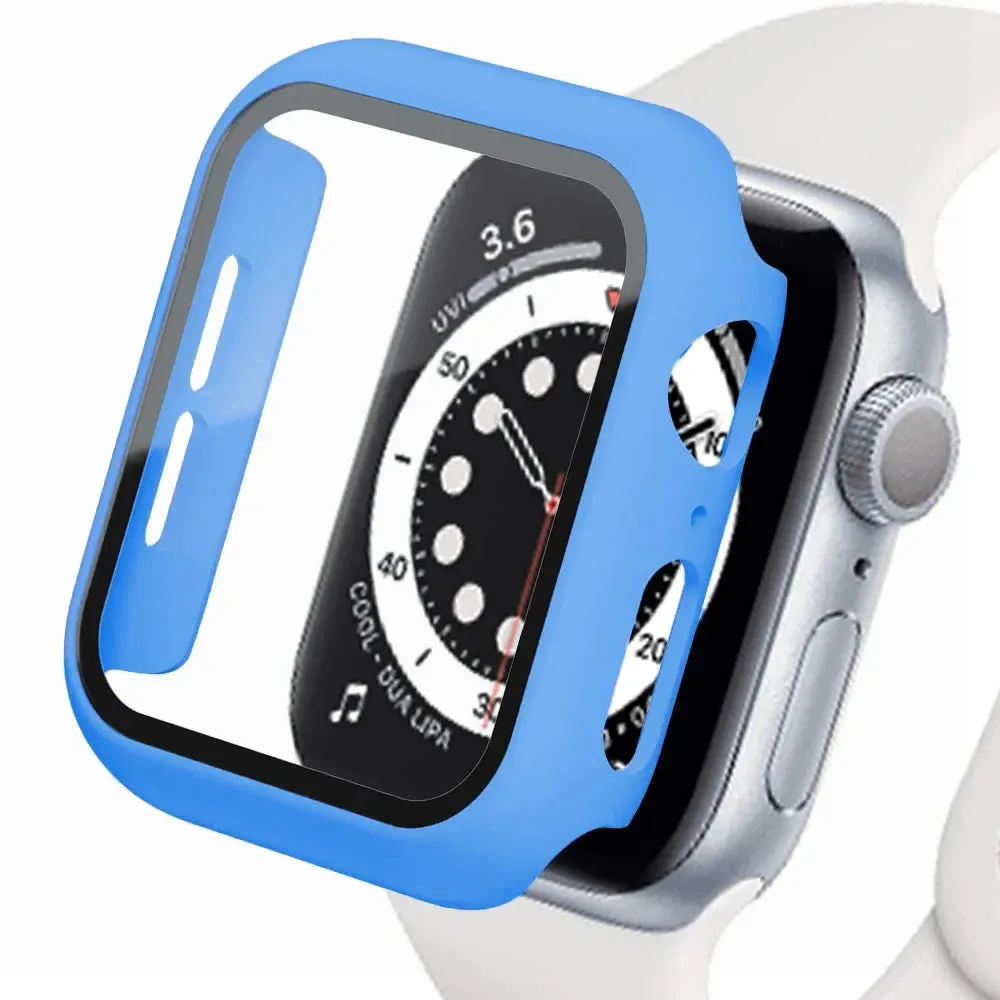 Bumper Cover Case with Tempered Glass For Apple Watch serie 9 4 5 6 SE 7 8 - 45mm 41mm 44mm 40mm 42mm