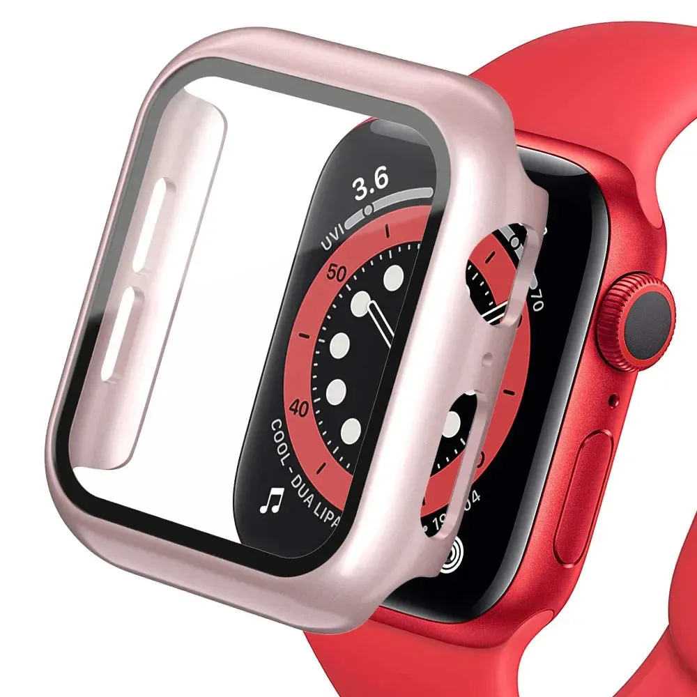 Bumper Cover Case with Tempered Glass For Apple Watch serie 9 4 5 6 SE 7 8 - 45mm 41mm 44mm 40mm 42mm