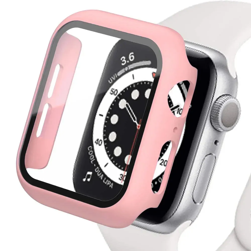 Bumper Cover Case with Tempered Glass For Apple Watch serie 9 4 5 6 SE 7 8 - 45mm 41mm 44mm 40mm 42mm