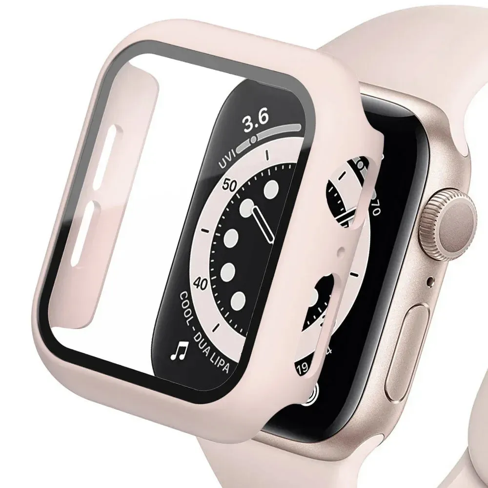Bumper Cover Case with Tempered Glass For Apple Watch serie 9 4 5 6 SE 7 8 - 45mm 41mm 44mm 40mm 42mm