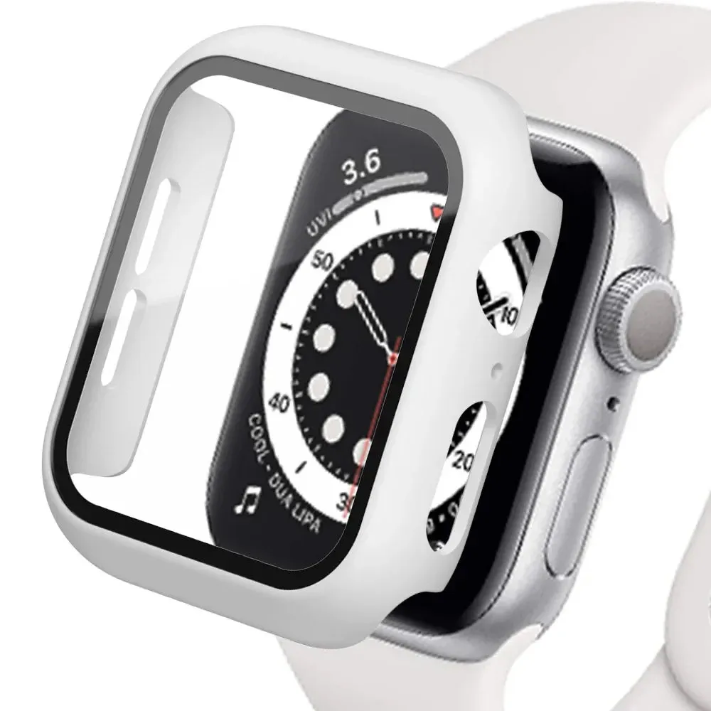 Bumper Cover Case with Tempered Glass For Apple Watch serie 9 4 5 6 SE 7 8 - 45mm 41mm 44mm 40mm 42mm