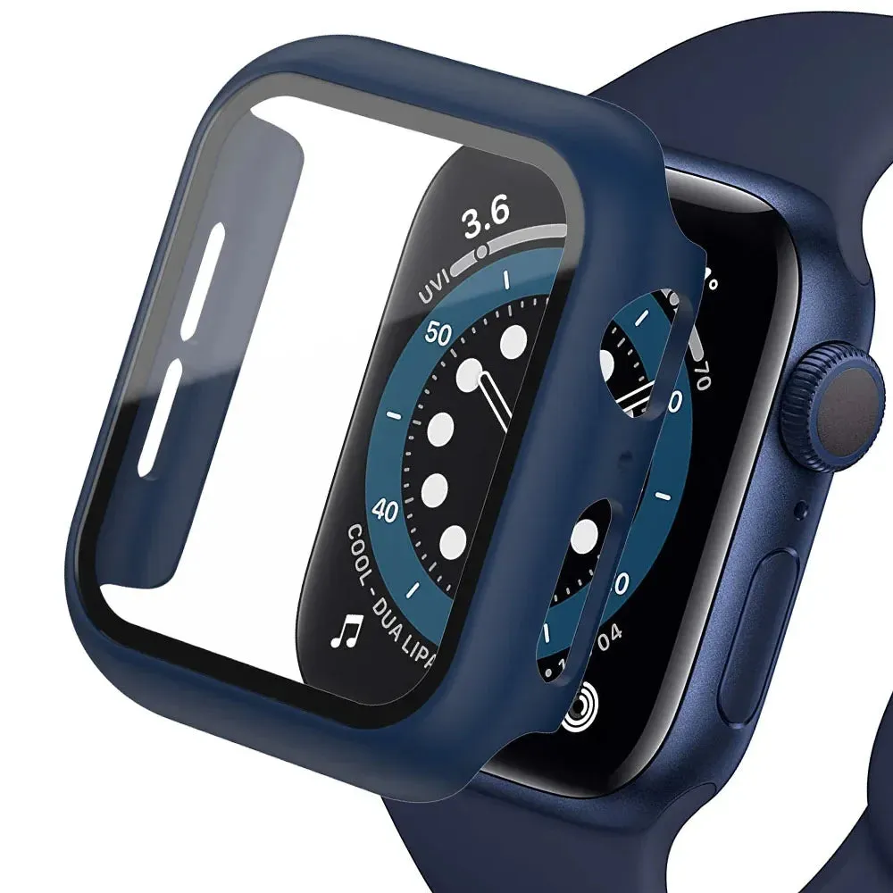 Bumper Cover Case with Tempered Glass For Apple Watch serie 9 4 5 6 SE 7 8 - 45mm 41mm 44mm 40mm 42mm