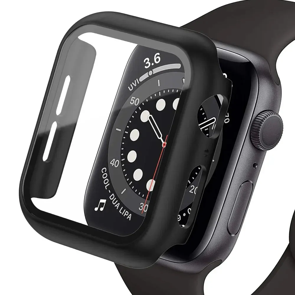 Bumper Cover Case with Tempered Glass For Apple Watch serie 9 4 5 6 SE 7 8 - 45mm 41mm 44mm 40mm 42mm