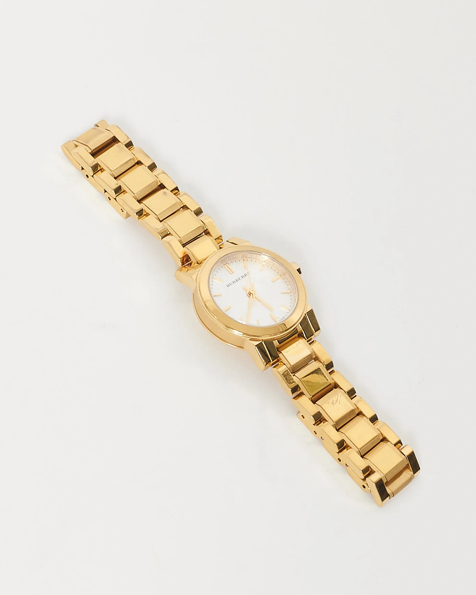 Burberry Gold & White Plaid Dial Watch 26MM Watch