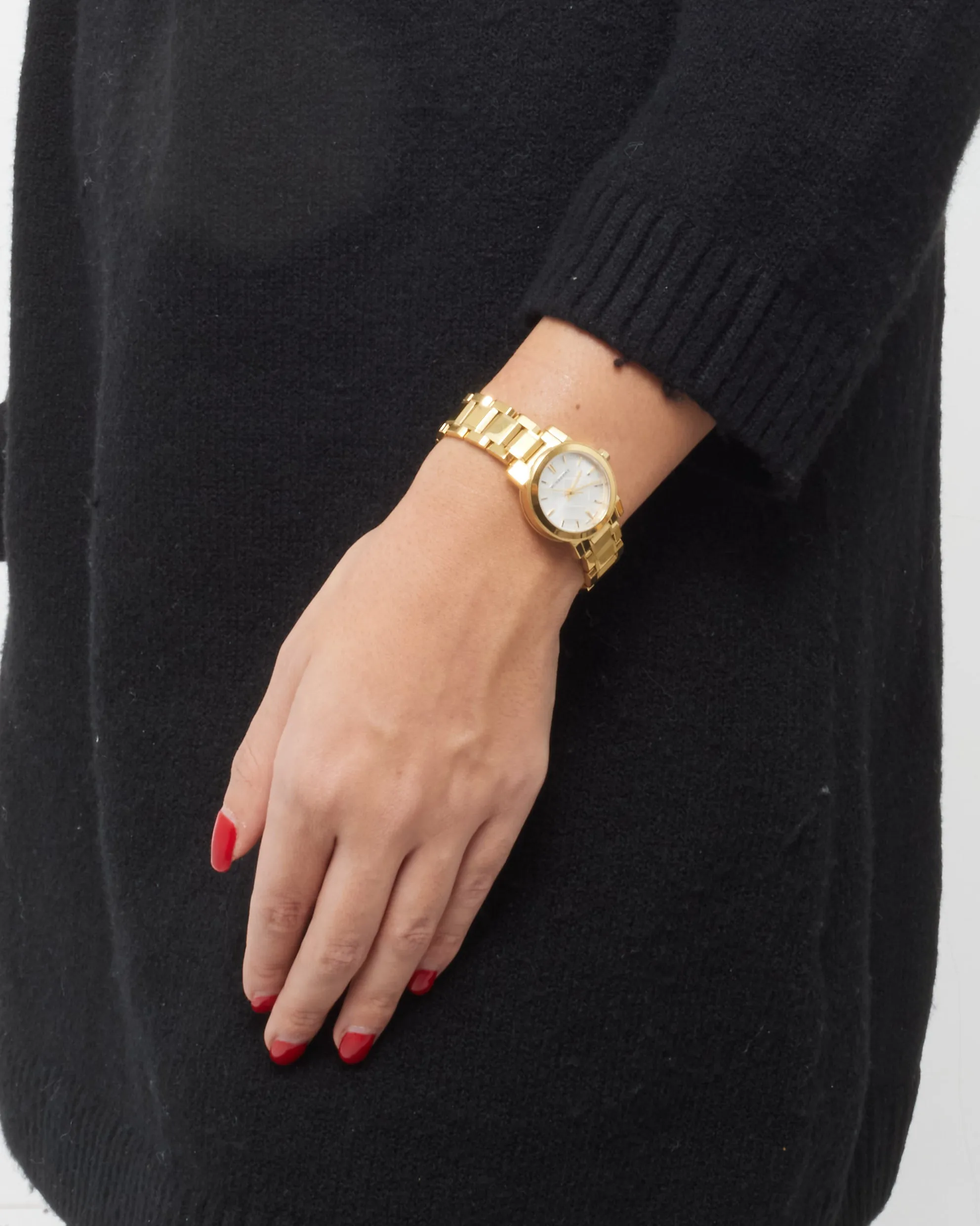Burberry Gold & White Plaid Dial Watch 26MM Watch