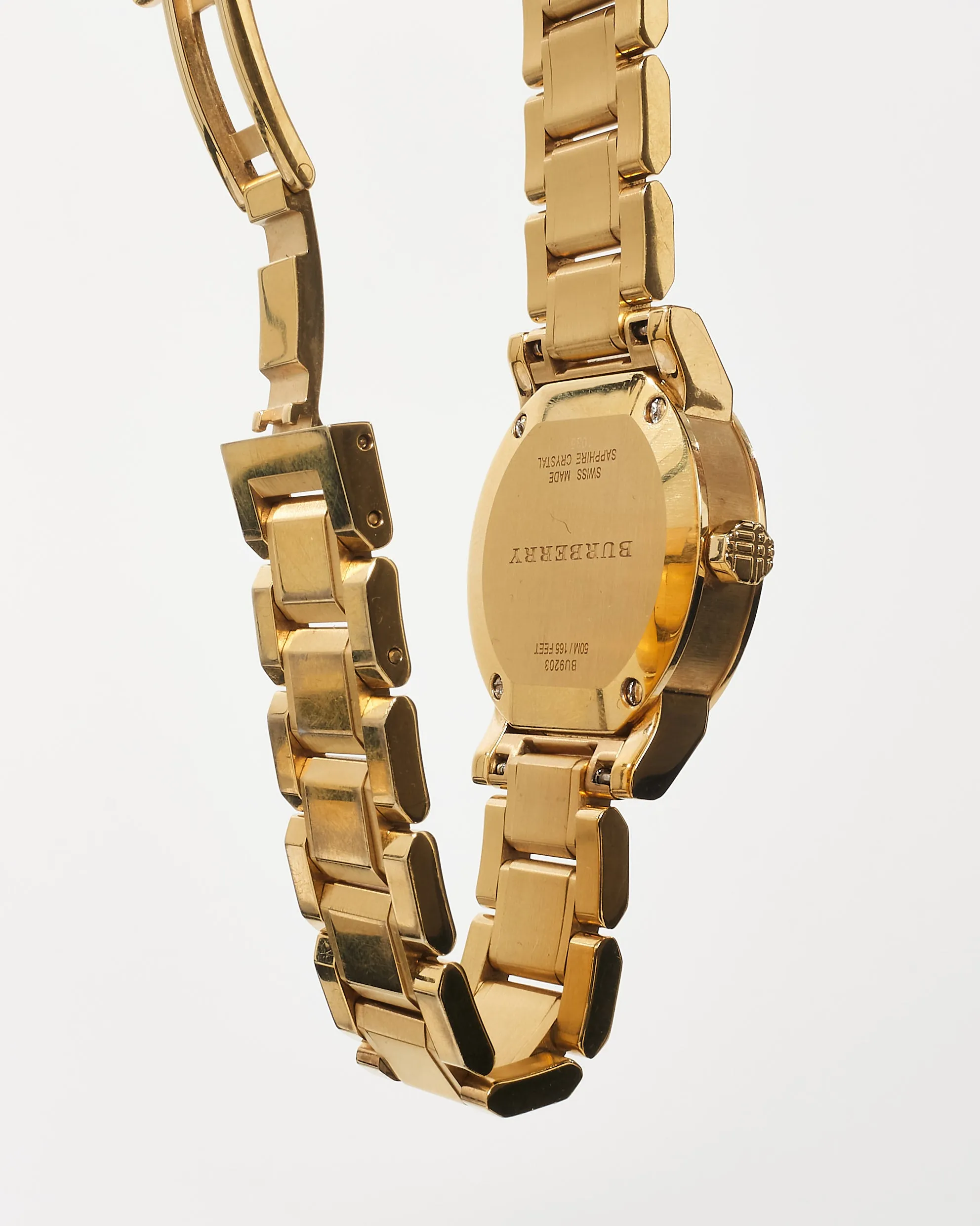 Burberry Gold & White Plaid Dial Watch 26MM Watch